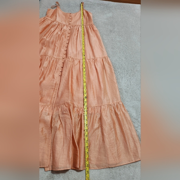 ENDLESS ROSE EXTRA SMALL XS ORANGE BUTTON DETAIL TIERED MAXI MIDI DRESS - Picture 9 of 9